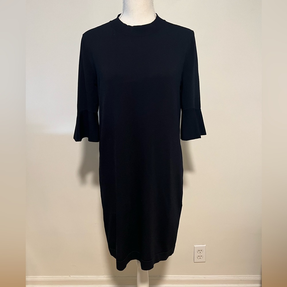 COS Navy Knit Ruffle Sleeve Dress